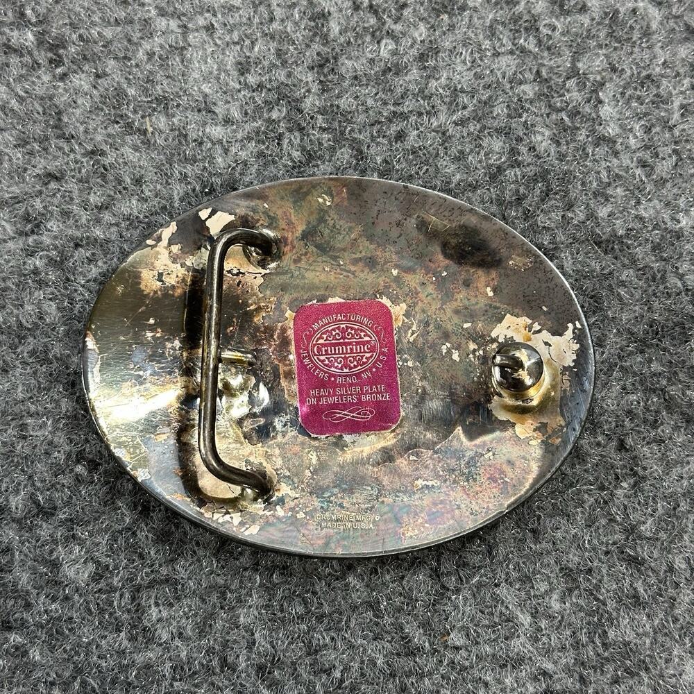 Western Texas Rangers COWBOY Belt Buckle! VINTAGE! RARE! Crumrine! SILVER PLATED - Picture 4 of 7